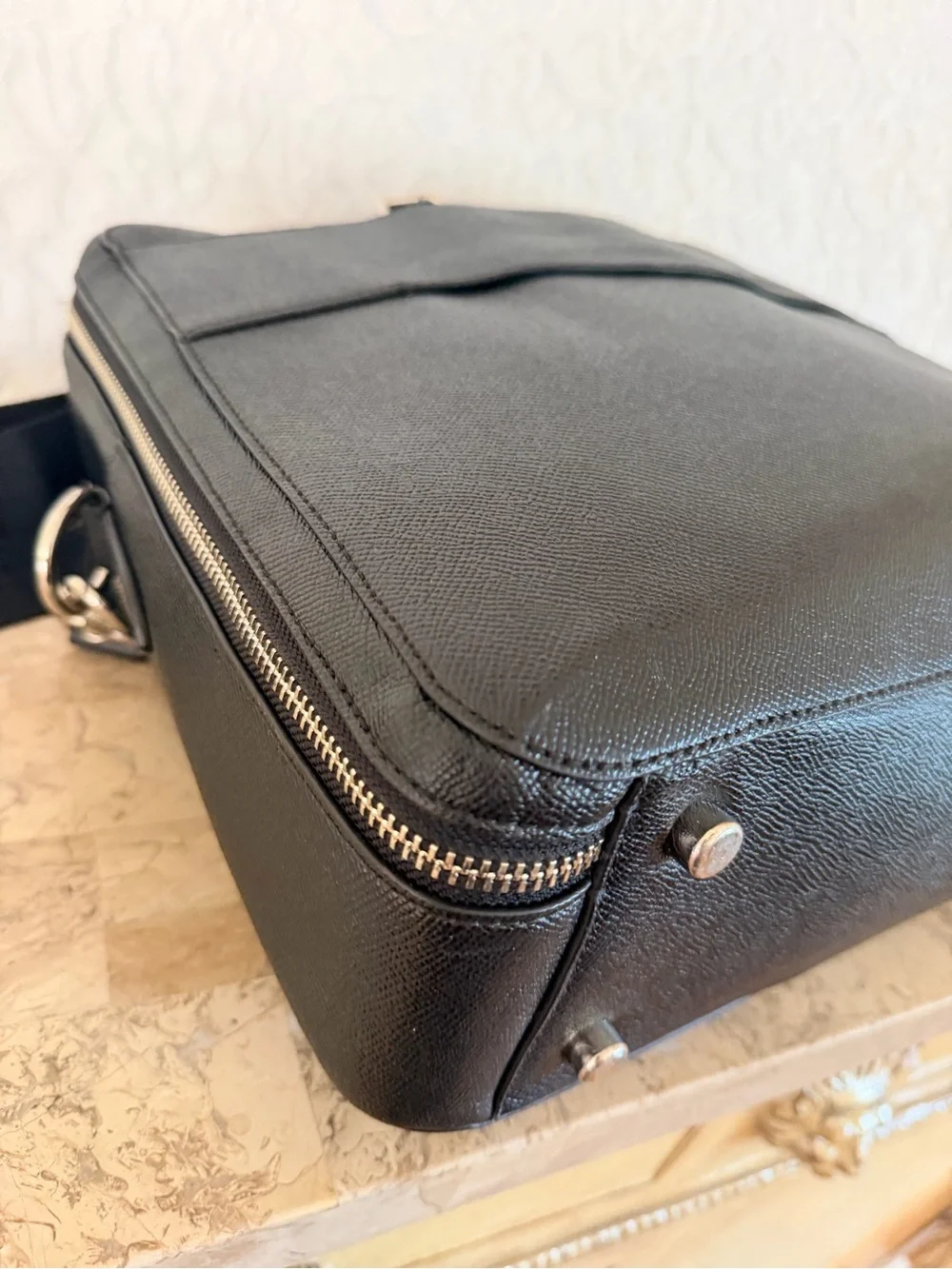 COACH Leather Briefcase Black F79973 Men's Black Leather Briefcase Travel Bag